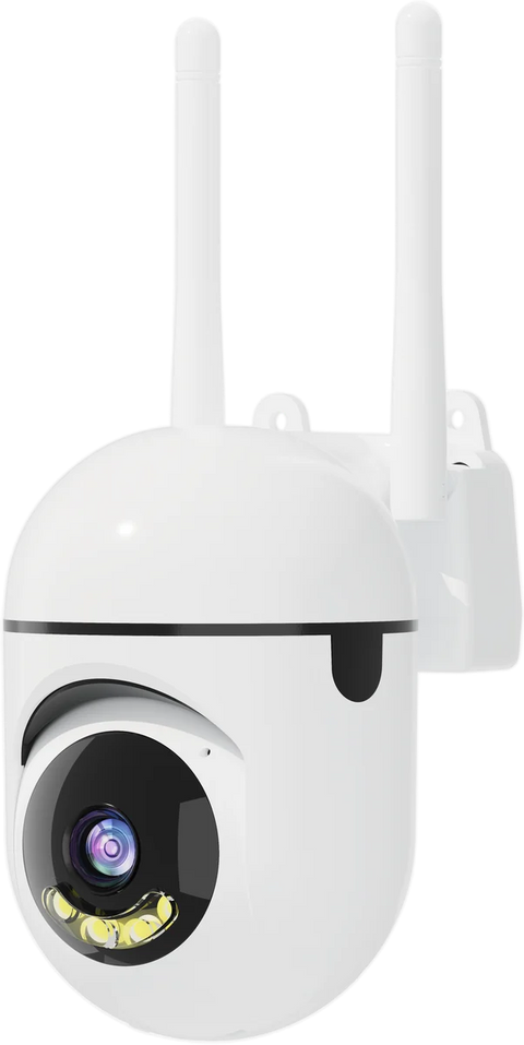 SHM-MQ81M13EA indoor camera, angled view showing the front lens, two antennas and rear mounting tabs.