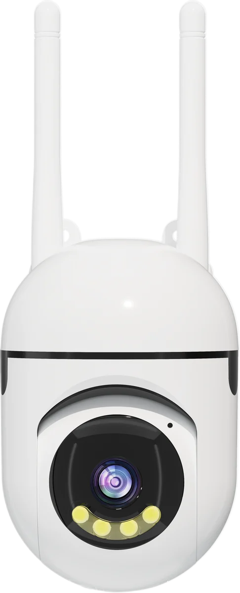 SHM-MQ81M13EA indoor camera, front view with two upright antennas and four yellow light elements below the lens.